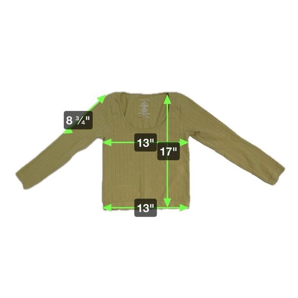 Anthropologie Light Green Yellow Scoop Neck Cropped Length Long Sleeve Size S - Picture 3 of 4